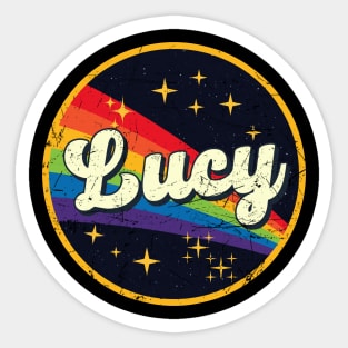 Lucy // Rainbow In Space Vintage Grunge-Style Sticker